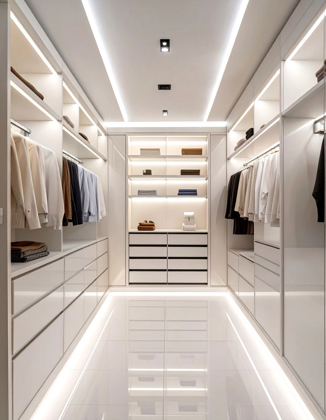 The Sleek All White Modern Closet - 30 closet remodel ideas