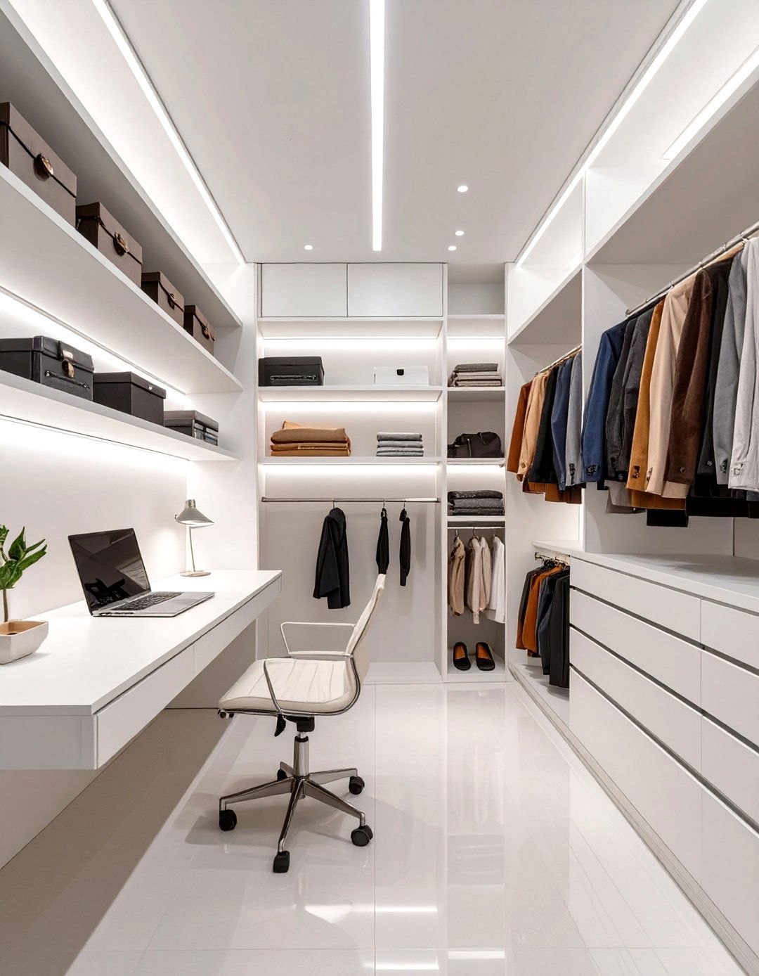 The Sleek All White Office - 30 closet desk ideas