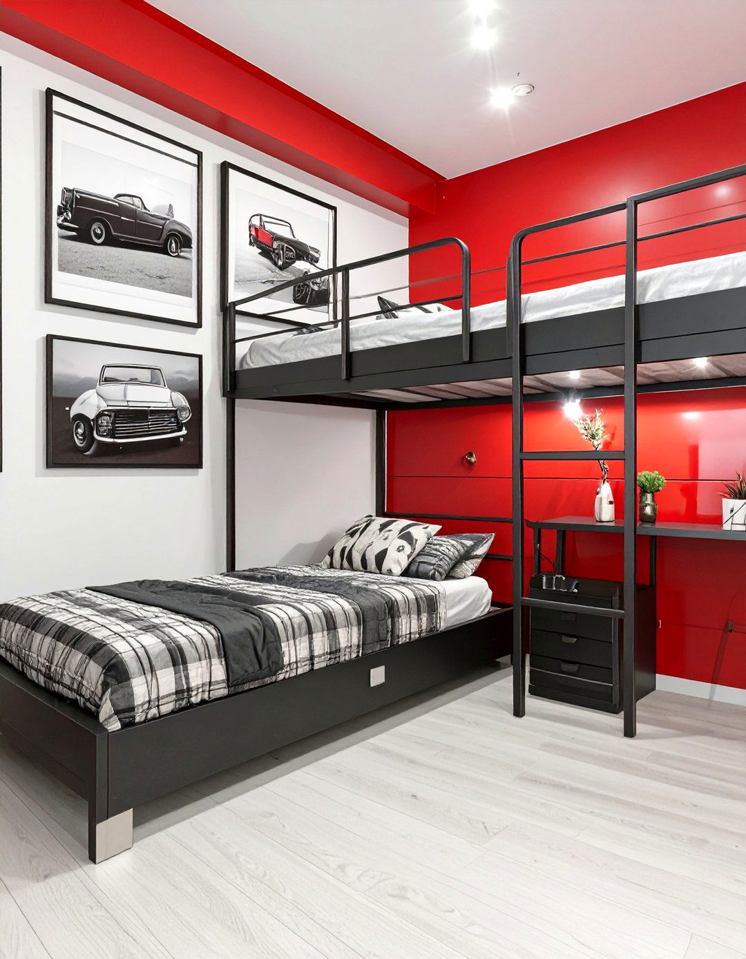 The Sleek Automotive Dorm - 30 dorm room ideas for guys