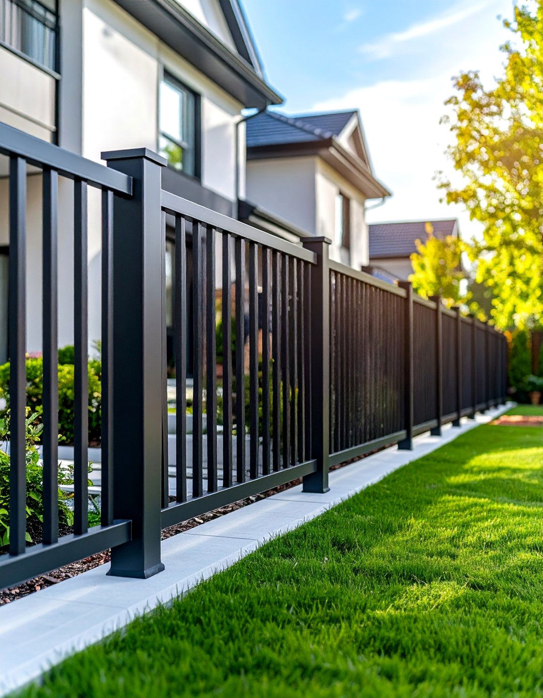 The Sleek Black Metal Fence - 30 backyard fence ideas