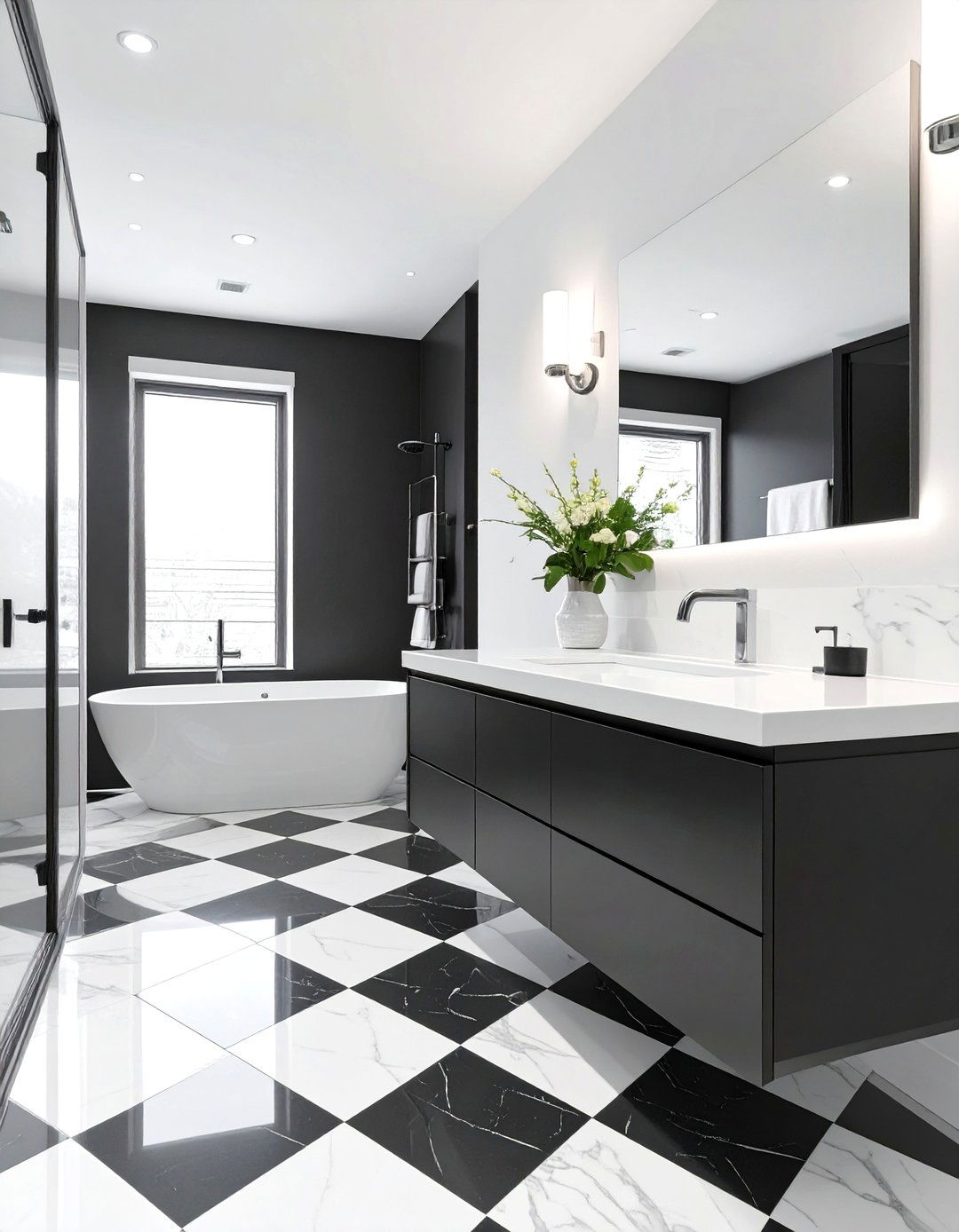 The Sleek Black and White Bathroom - 30 master bathroom remodel ideas