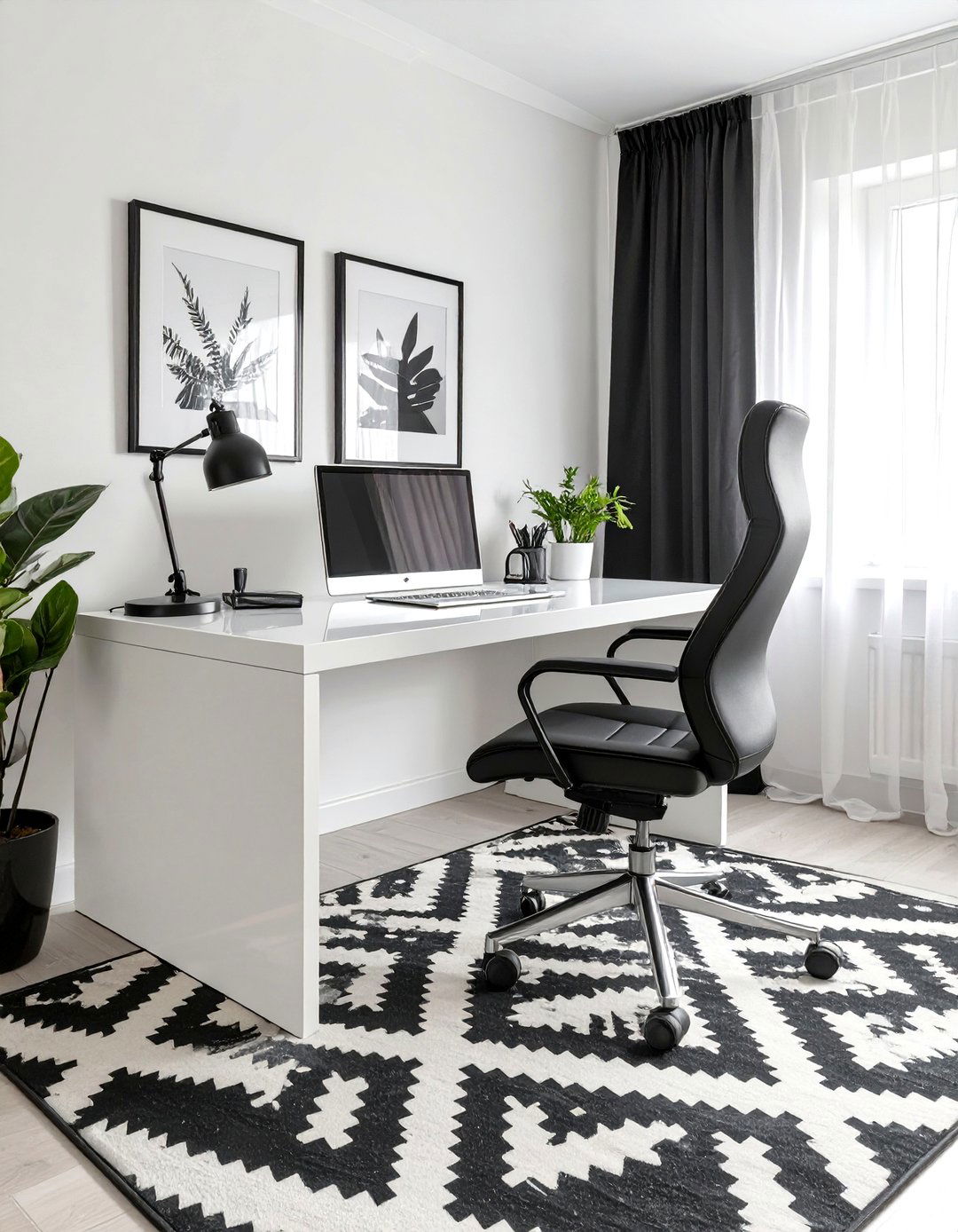 The Sleek Black and White Home Office - 30 home office inspo ideas
