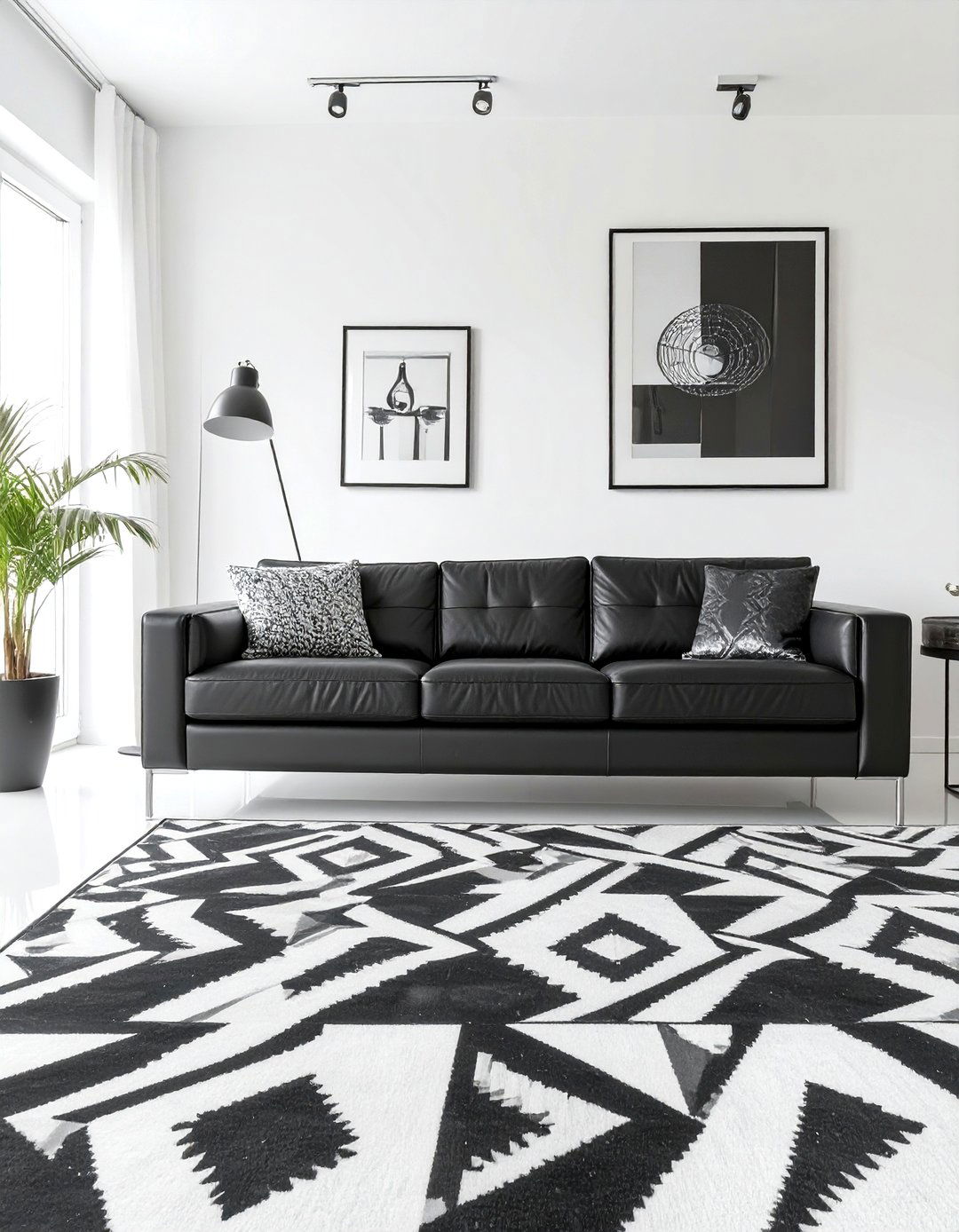 The Sleek Black and White Living Room - 30 masculine living room ideas