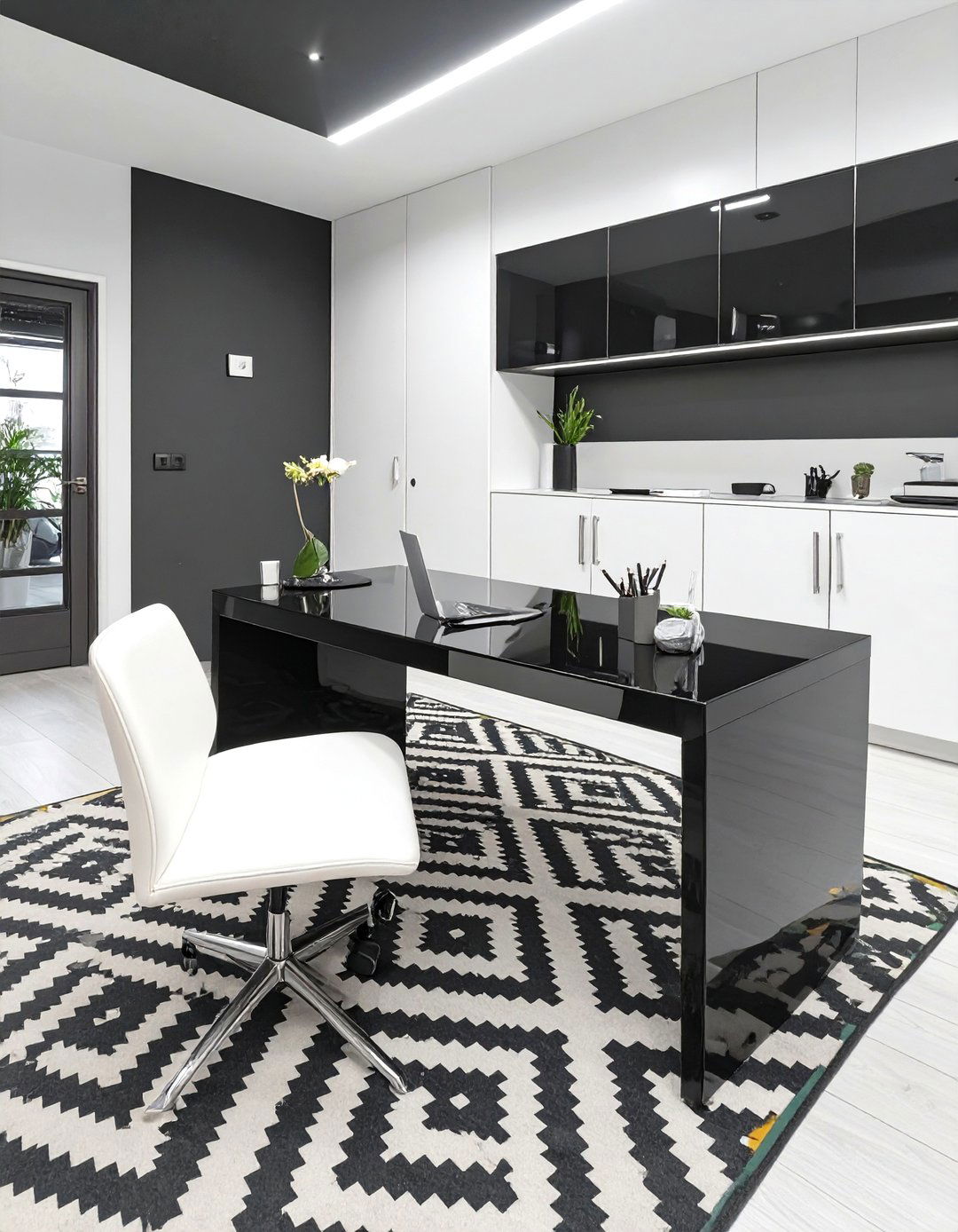 The Sleek Black and White Office - 30 office set up ideas