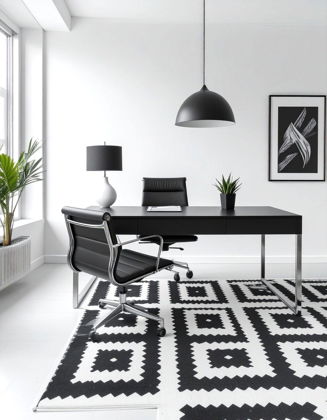 The Sleek Black and White Office Room - 30 office room decor ideas