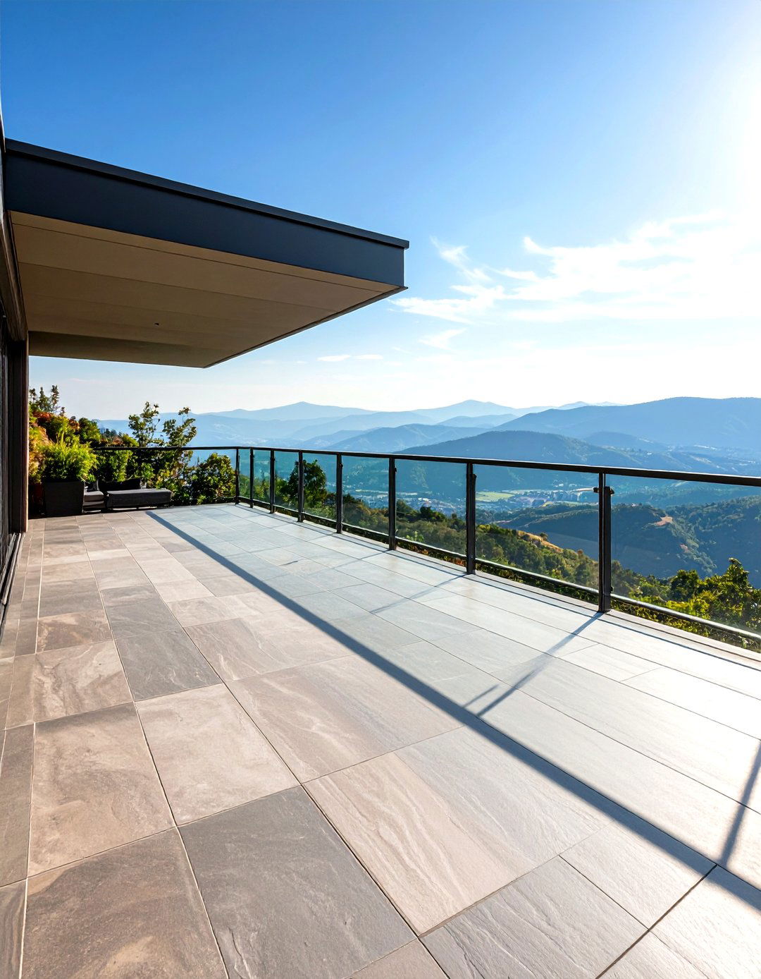 The Sleek Cantilevered Patio - 30 flagstone patio ideas