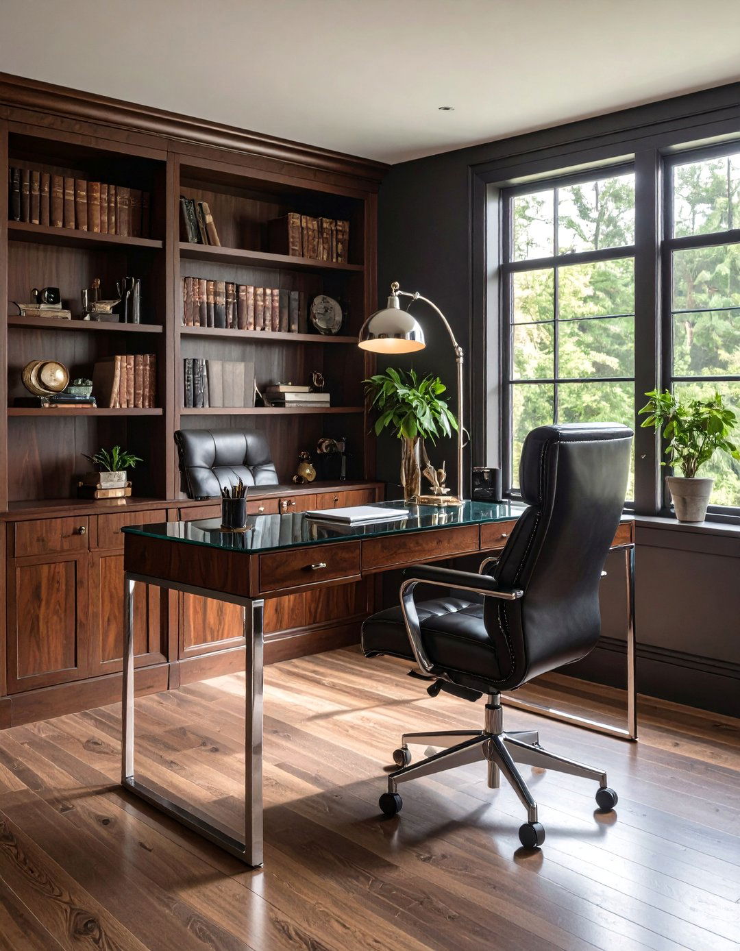 The Sleek Chrome and Glass Office - 30 70s interior design ideas