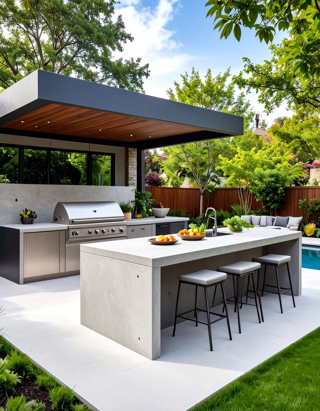 The Sleek Concrete Outdoor Kitchen - 30 diy outdoor kitchen ideas