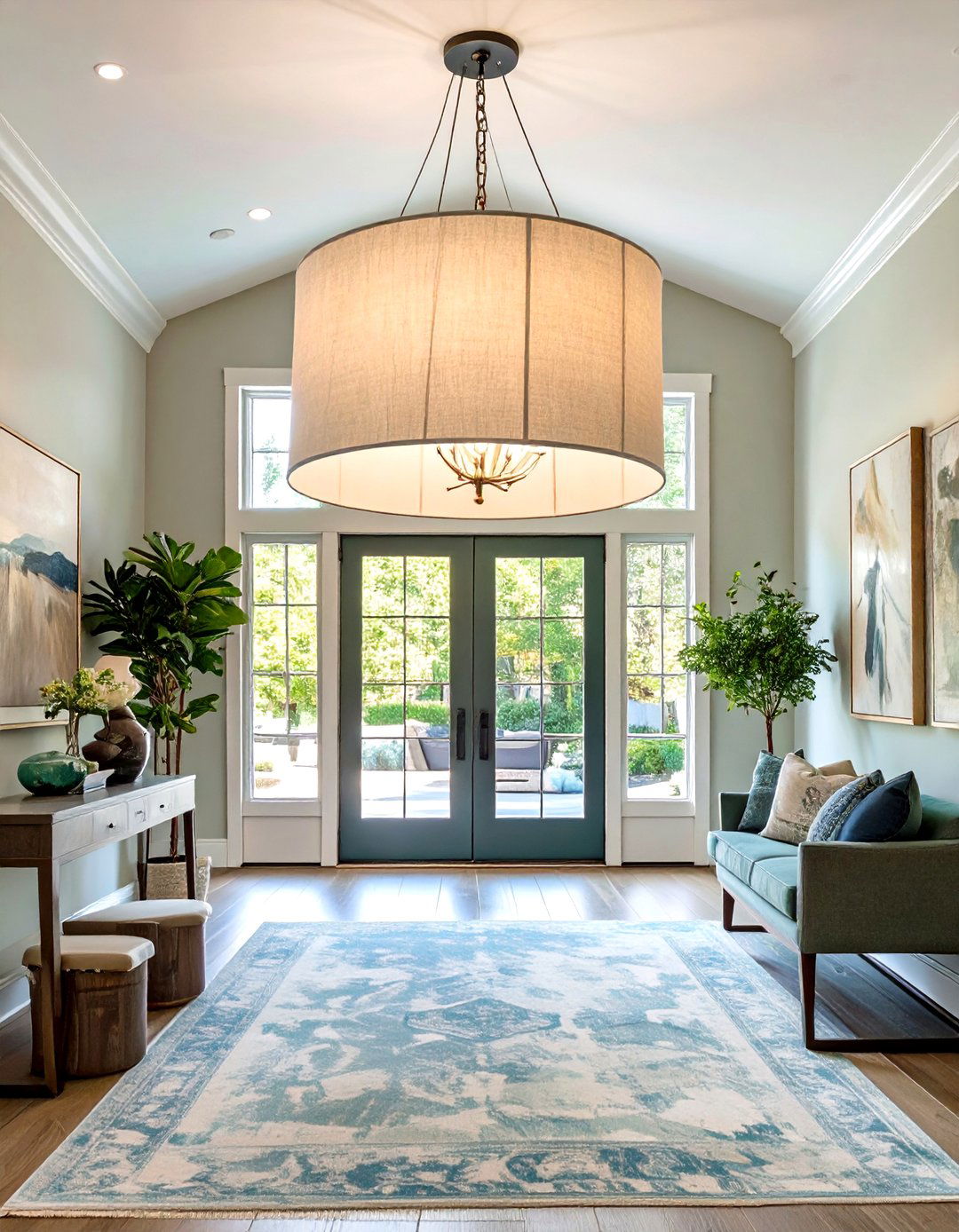 The Sleek Drum Shade Foyer Chandelier - 30 foyer chandelier ideas
