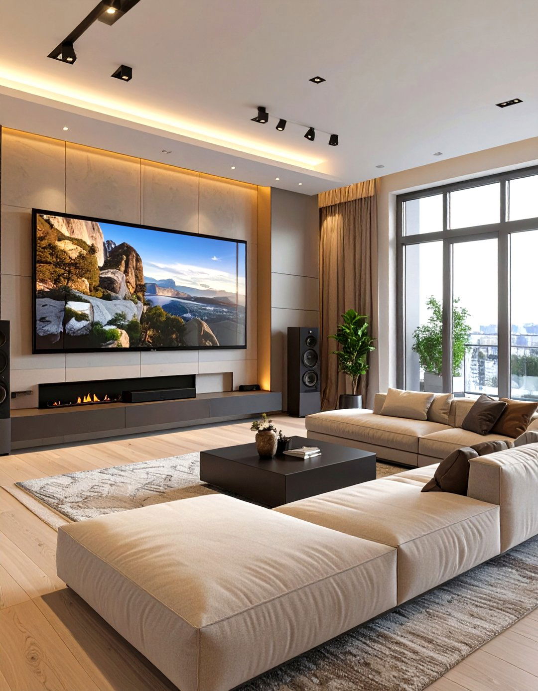 The Sleek Entertainment Hub Living Room - 30 modern living room decor ideas
