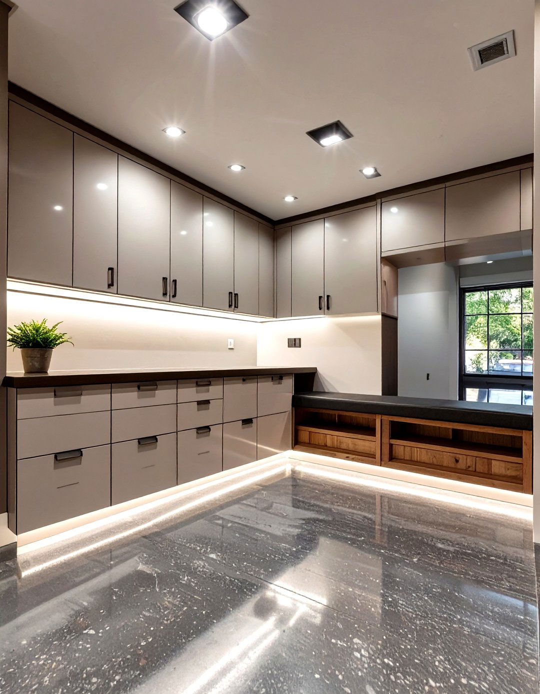 The Sleek Floating Cabinet Garage Mudroom - 30 garage mudroom ideas