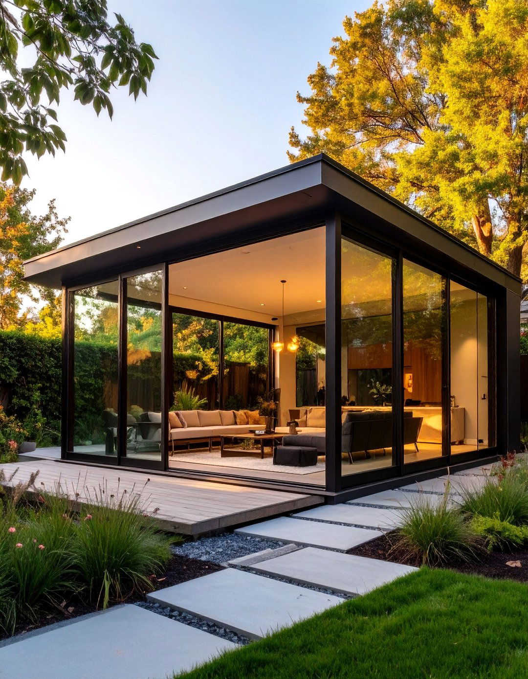 The Sleek Glass Box Extension - 30 attached covered patio ideas