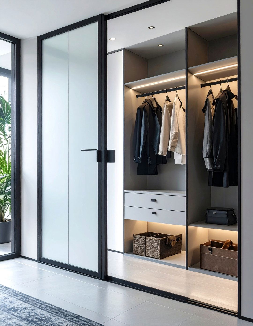 The Sleek Glass Door Closet - 30 coat closet ideas