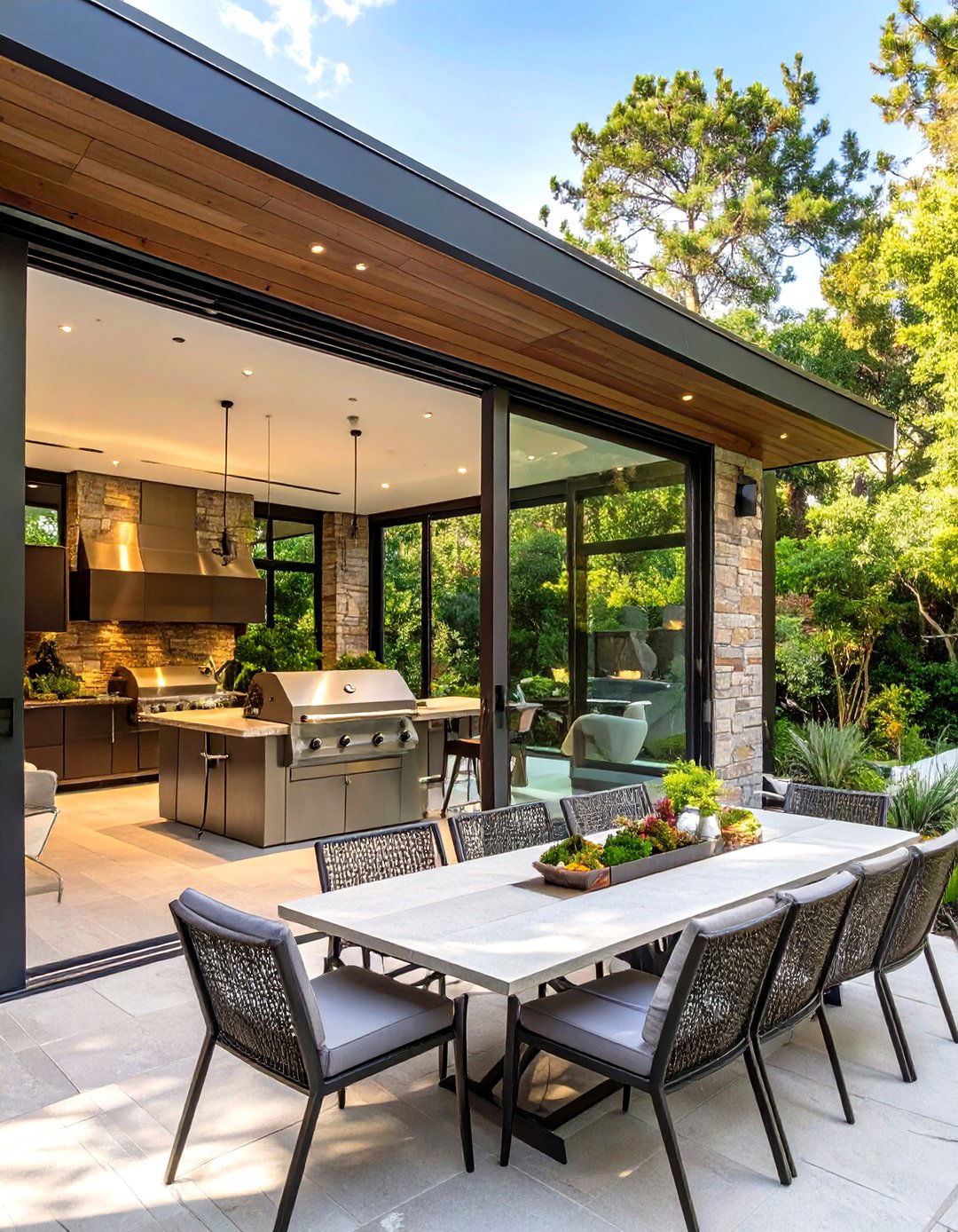 The Sleek Glass Enclosed BBQ Patio - 30 bbq patio ideas