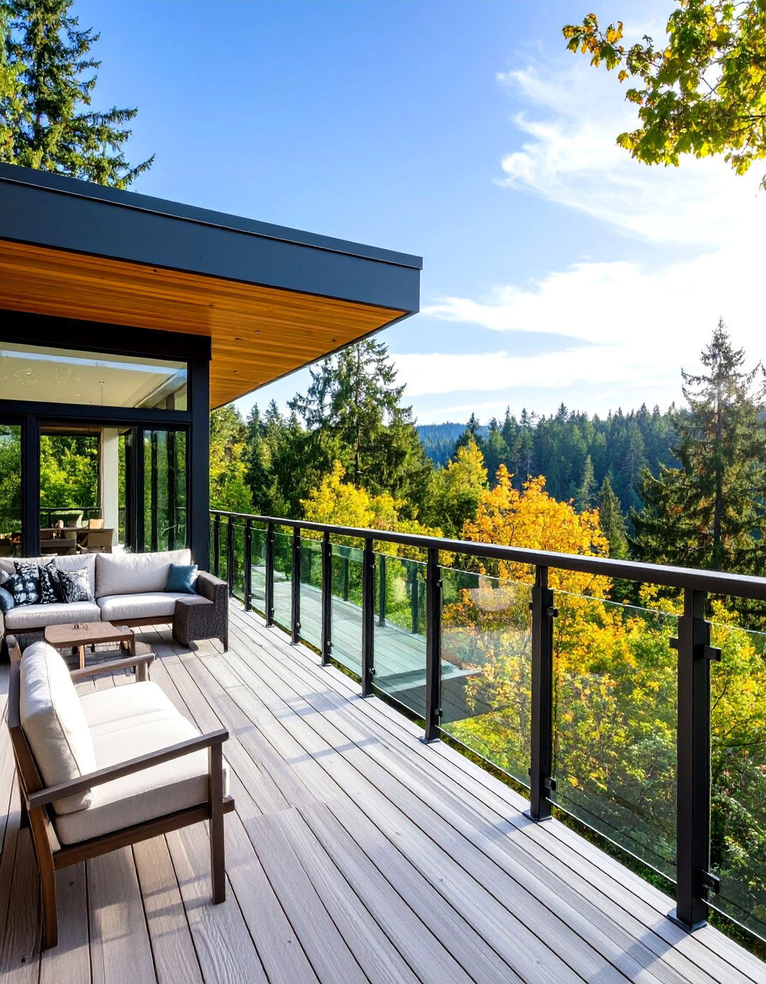 The Sleek Glass Paneled Deck - 30 design a deck ideas