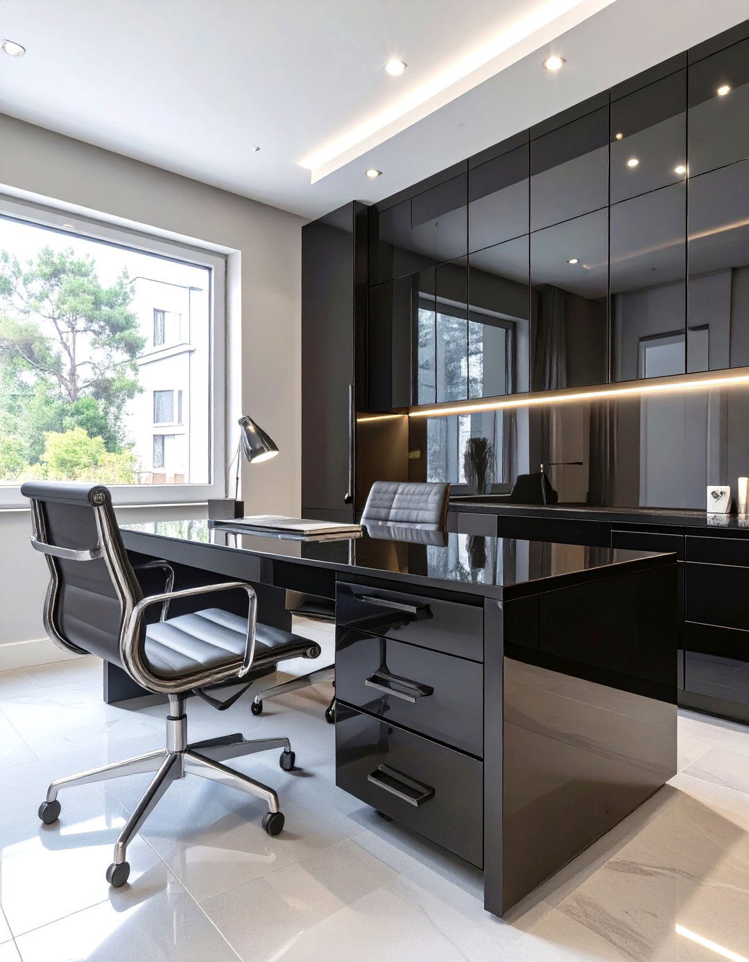 The Sleek High Gloss Home Office - 30 cool home office ideas