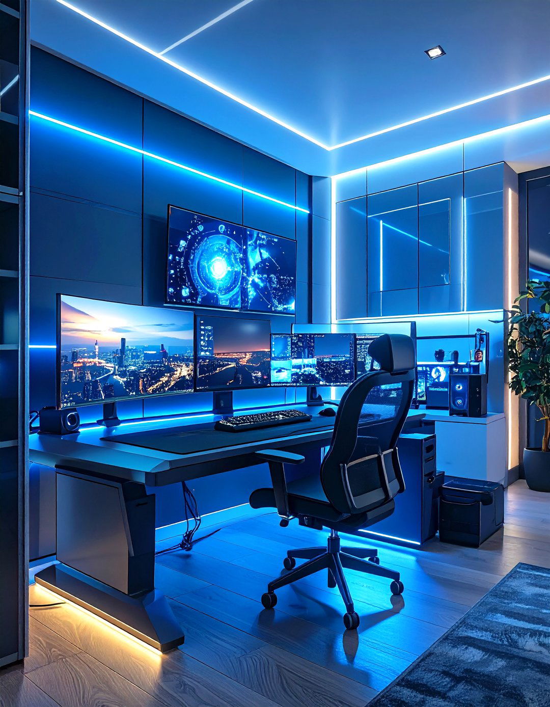 The Sleek High Tech Command Center - 30 home office ideas for him
