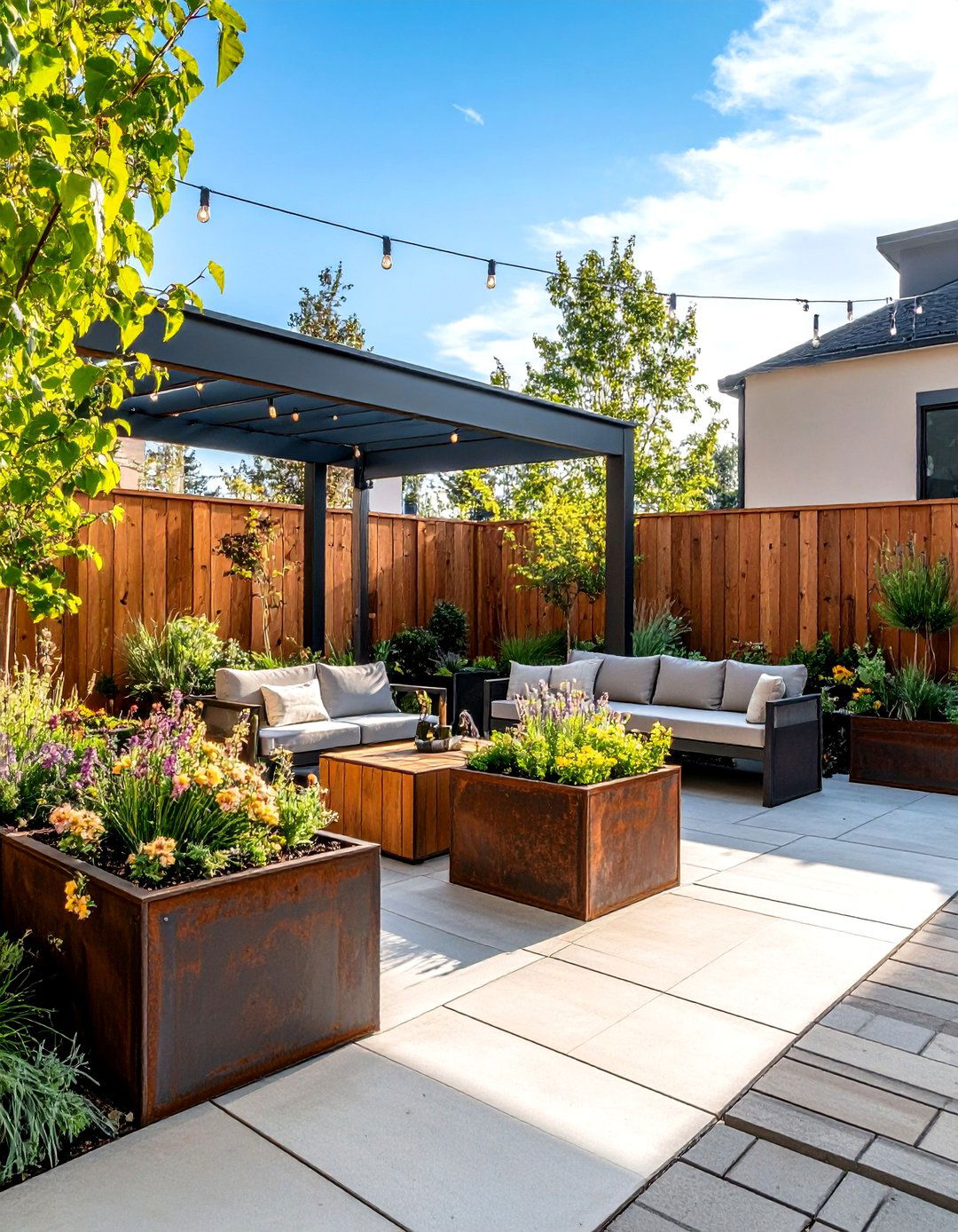 The Sleek Industrial Courtyard - 30 backyard layout ideas