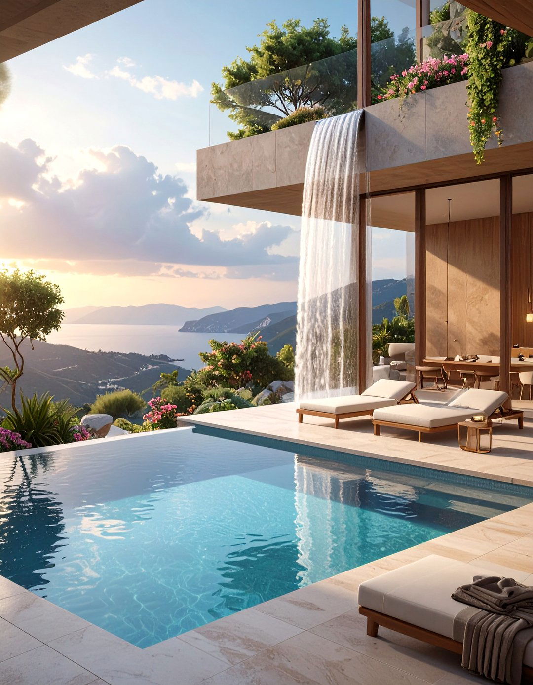 The Sleek Infinity Edge Waterfall - 30 ai waterfall garden ideas