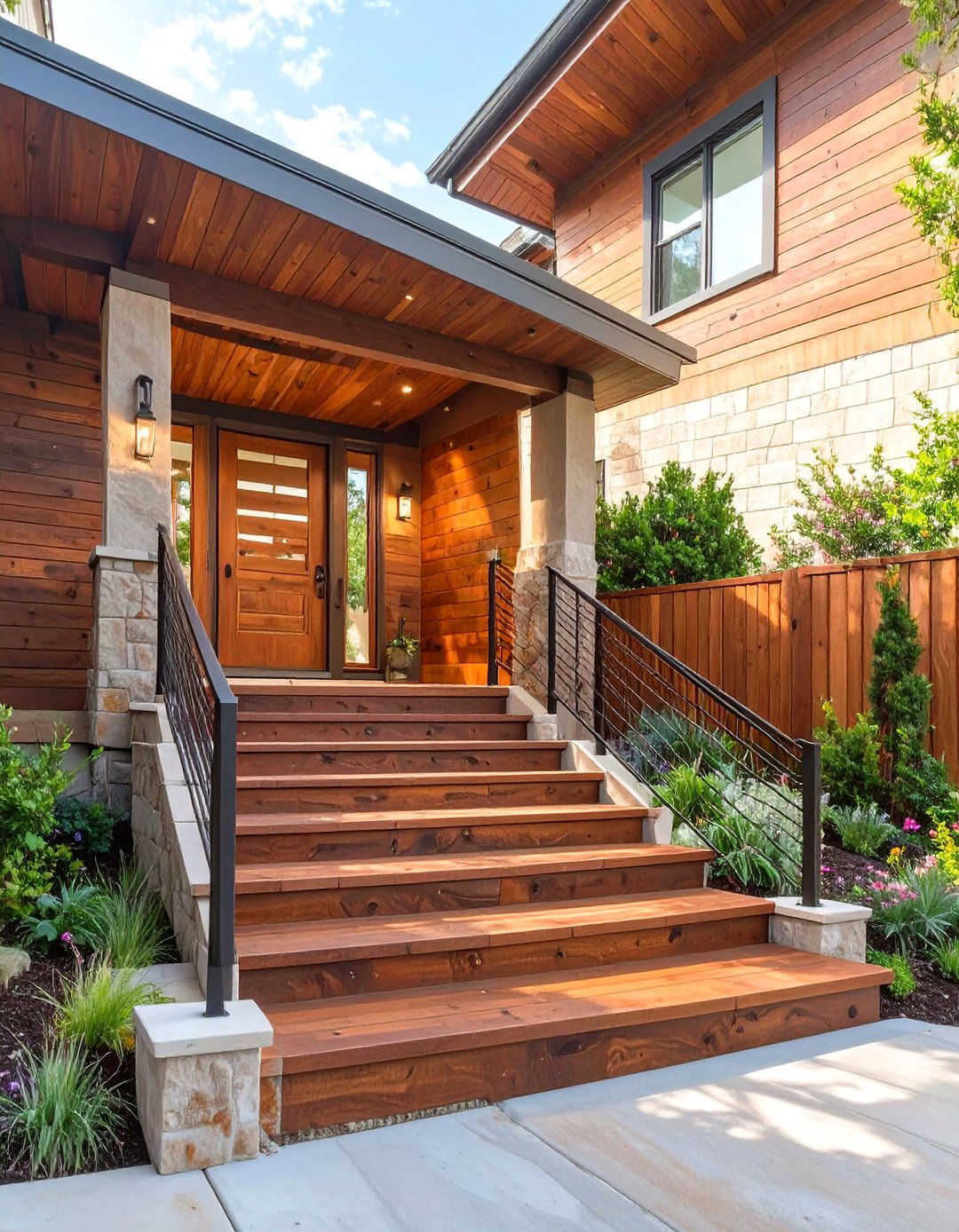 The Sleek Ipe Wood Enclosure - 30 exterior basement entrance ideas