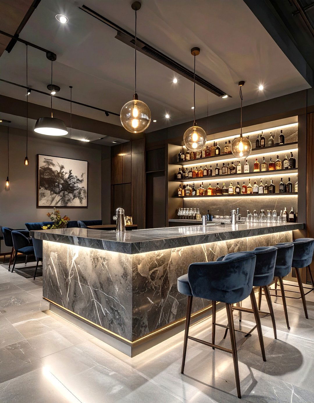 The Sleek Lounge Garage Bar - 30 man cave garage bar ideas