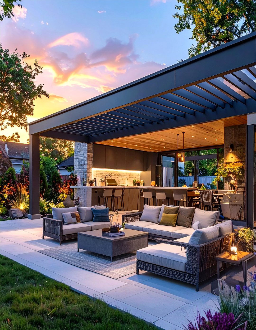 The Sleek Louvered Roof Pergola - 30 backyard shade ideas