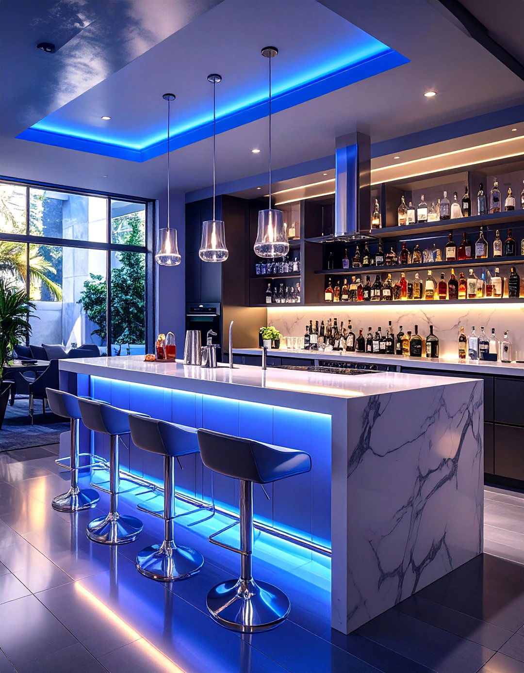The Sleek Modern Minimalist Bar - 30 man cave bar ideas