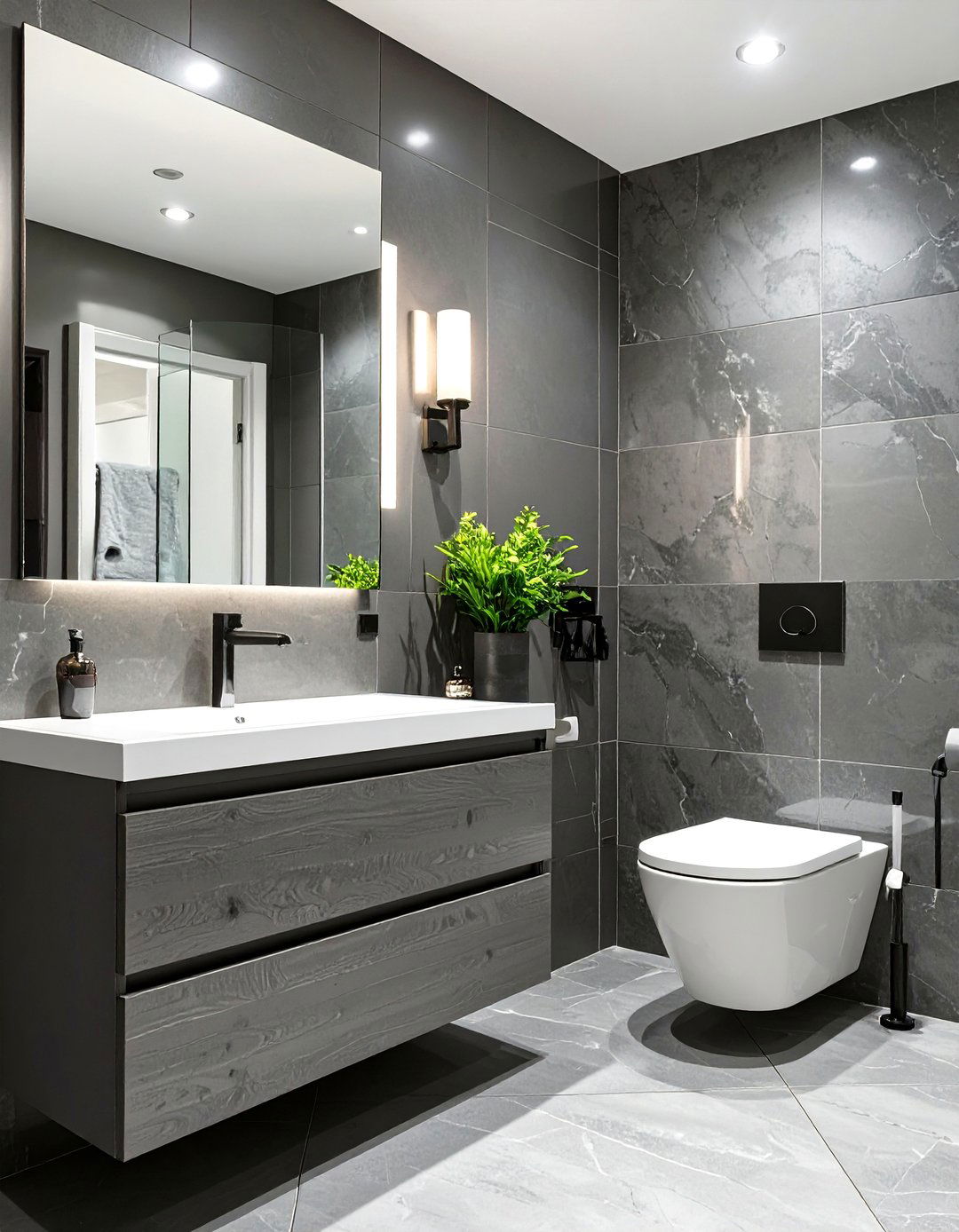 The Sleek Monochromatic Bathroom - 30 bathroom renovation ideas