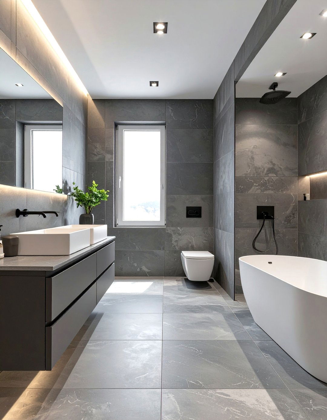 The Sleek Monochromatic Bathroom - 30 luxury bathroom ideas