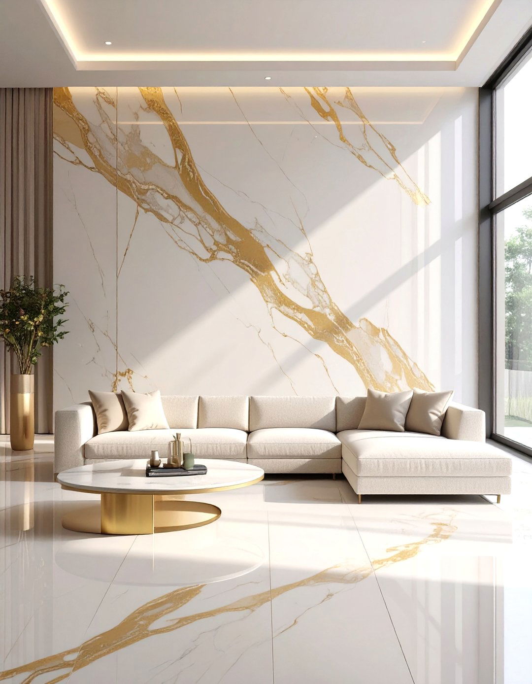 The Sleek Monolithic Marble Room - 30 how to design a luxury living room ideas
