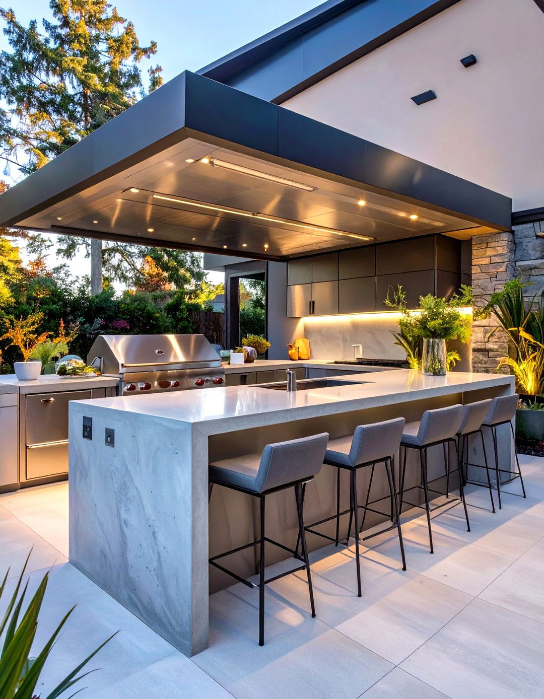 The Sleek Outdoor Kitchen - 30 outdoor  decorating ideas
