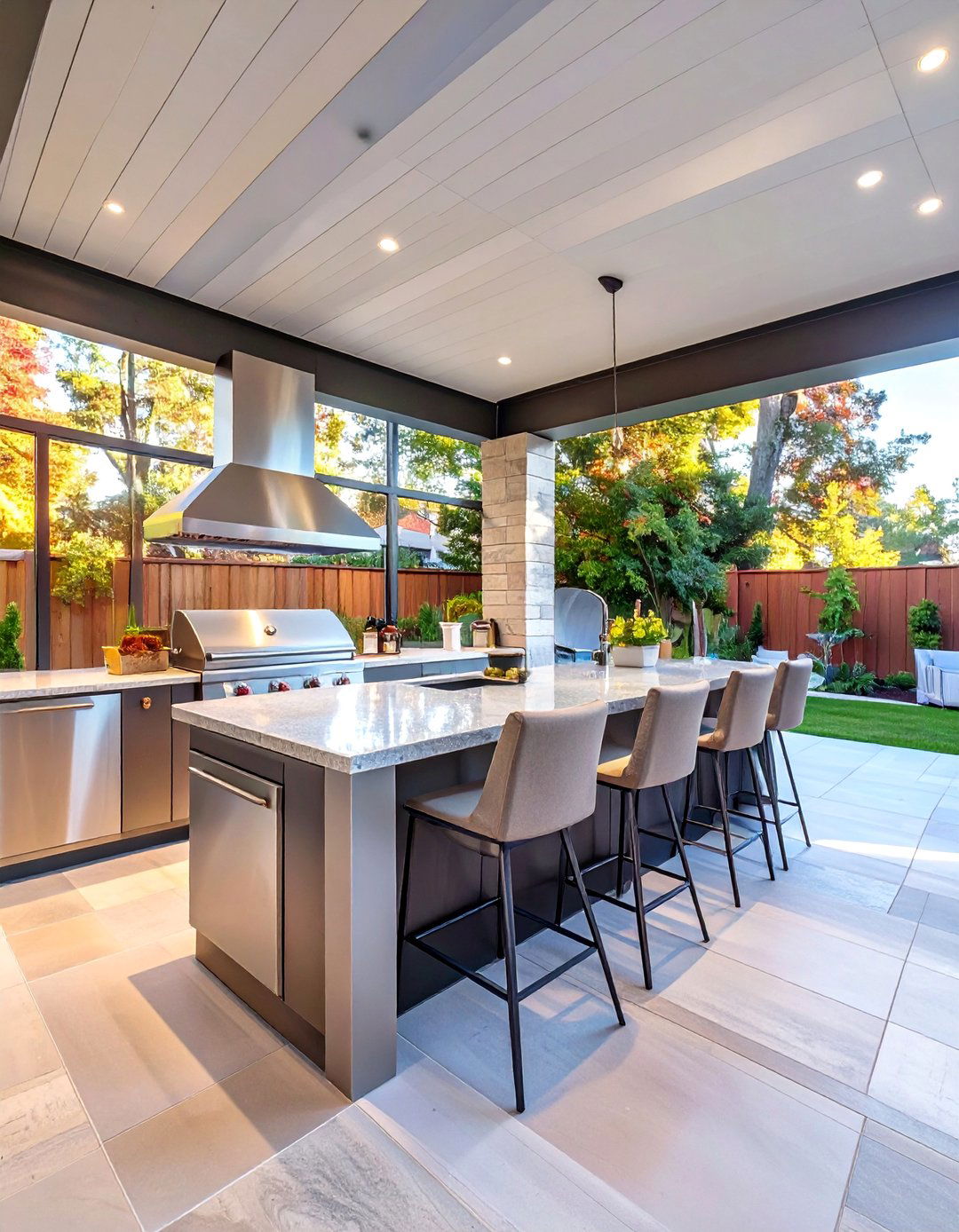 The Sleek Outdoor Kitchen - 30 attached covered patio ideas