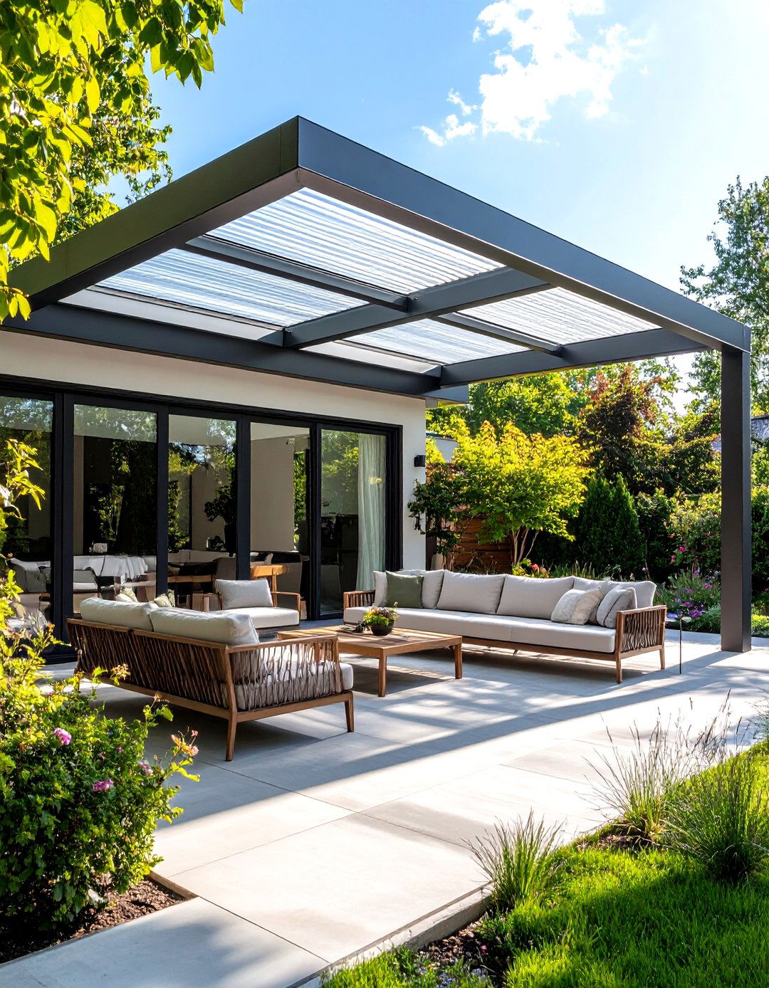 The Sleek Polycarbonate Panel Roof - 30 extension patio roof ideas