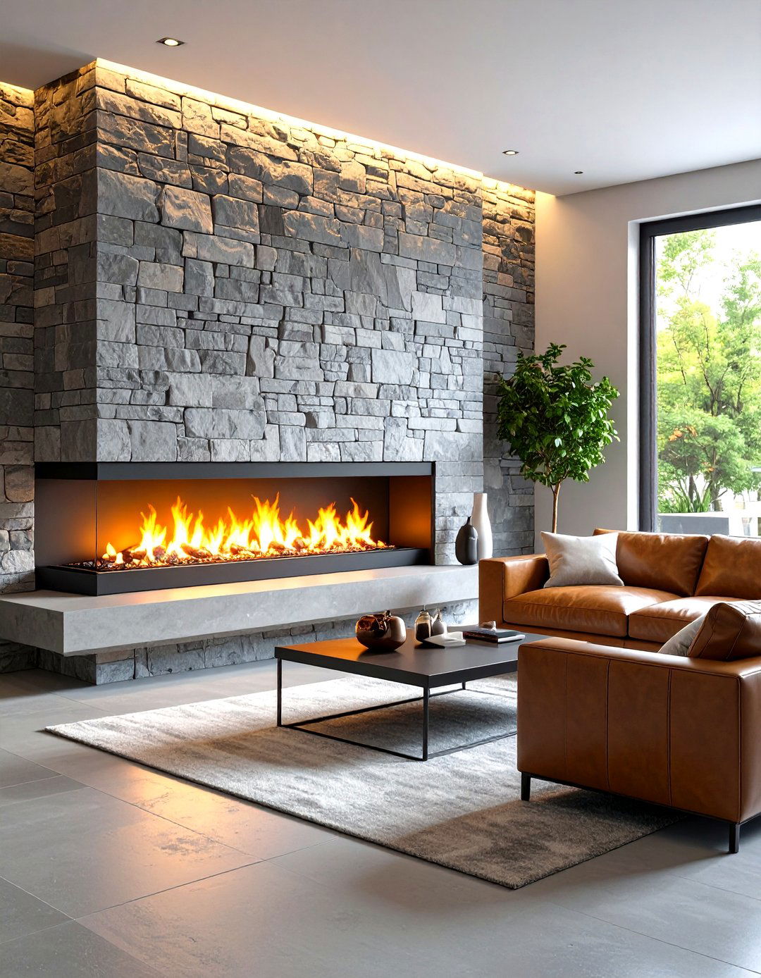 The Sleek Ribbon Fireplace Design - 30 living room modern fireplace ideas