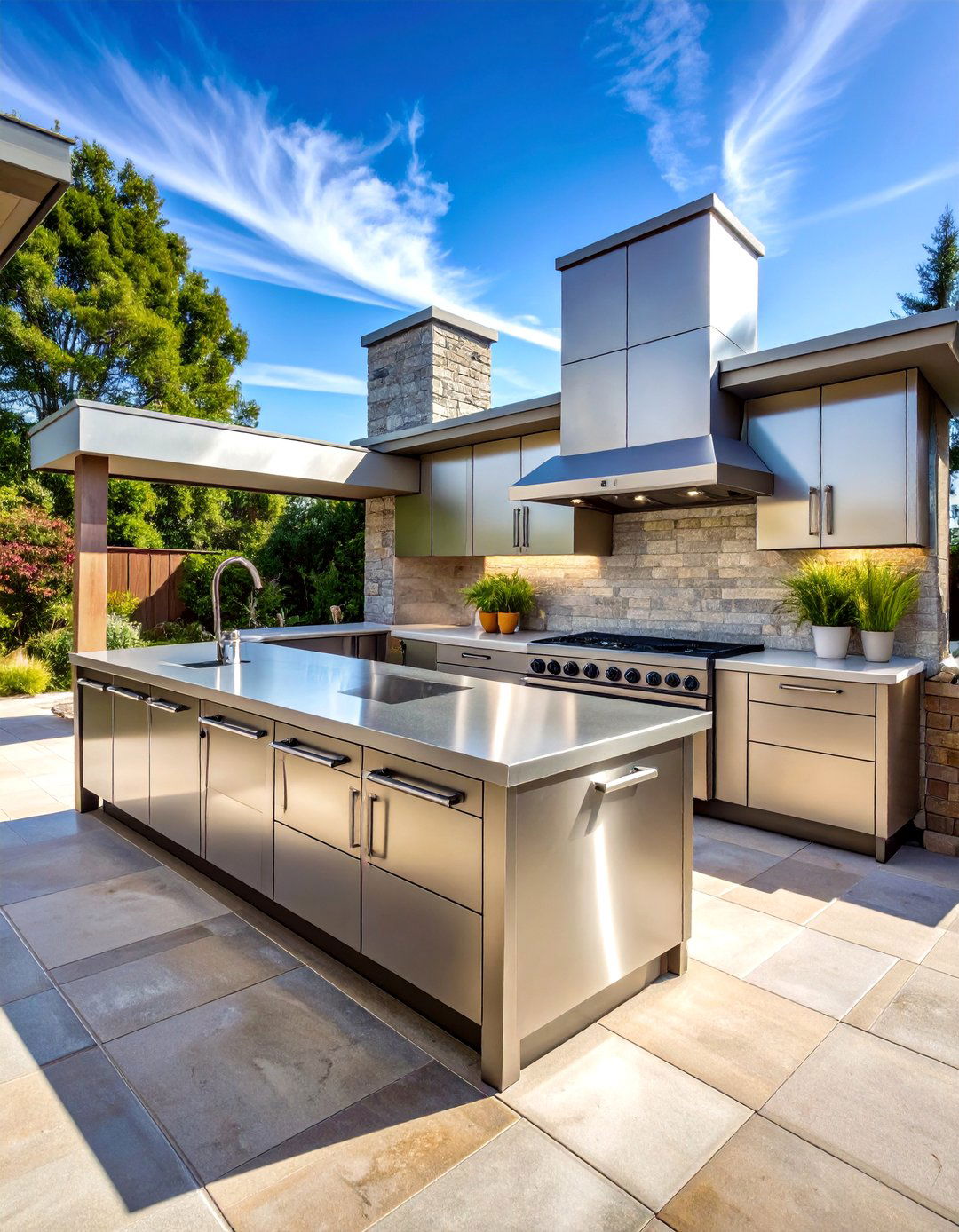 The Sleek Stainless Steel Kitchen - 30 backyard kitchen ideas