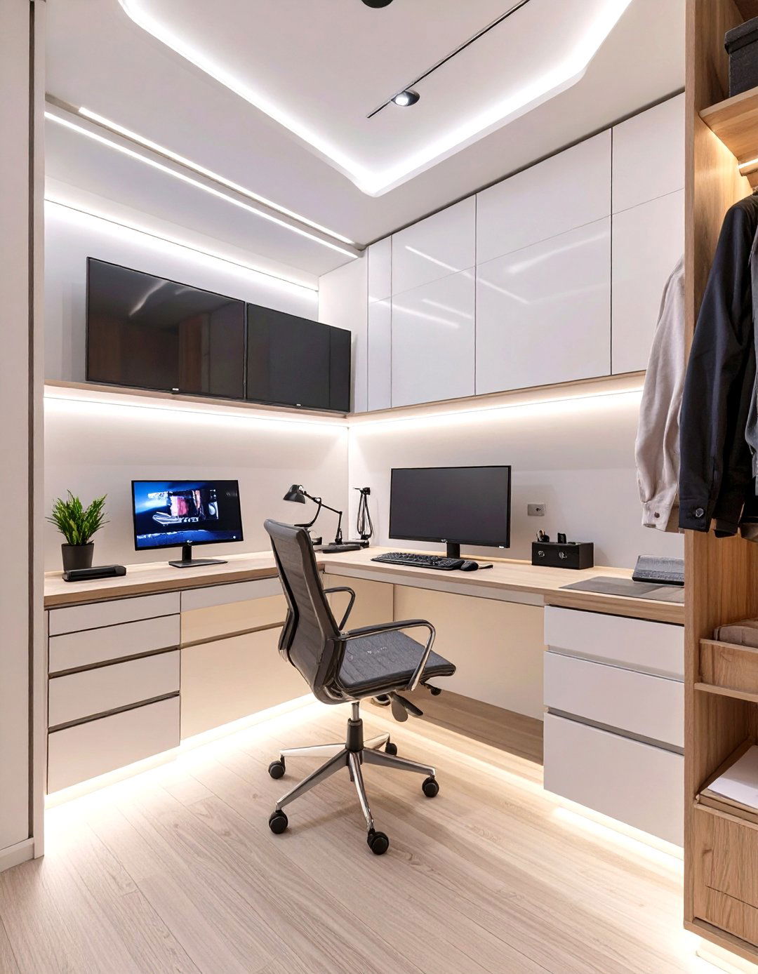 The Sleek Tech Hub - 30 closet office ideas