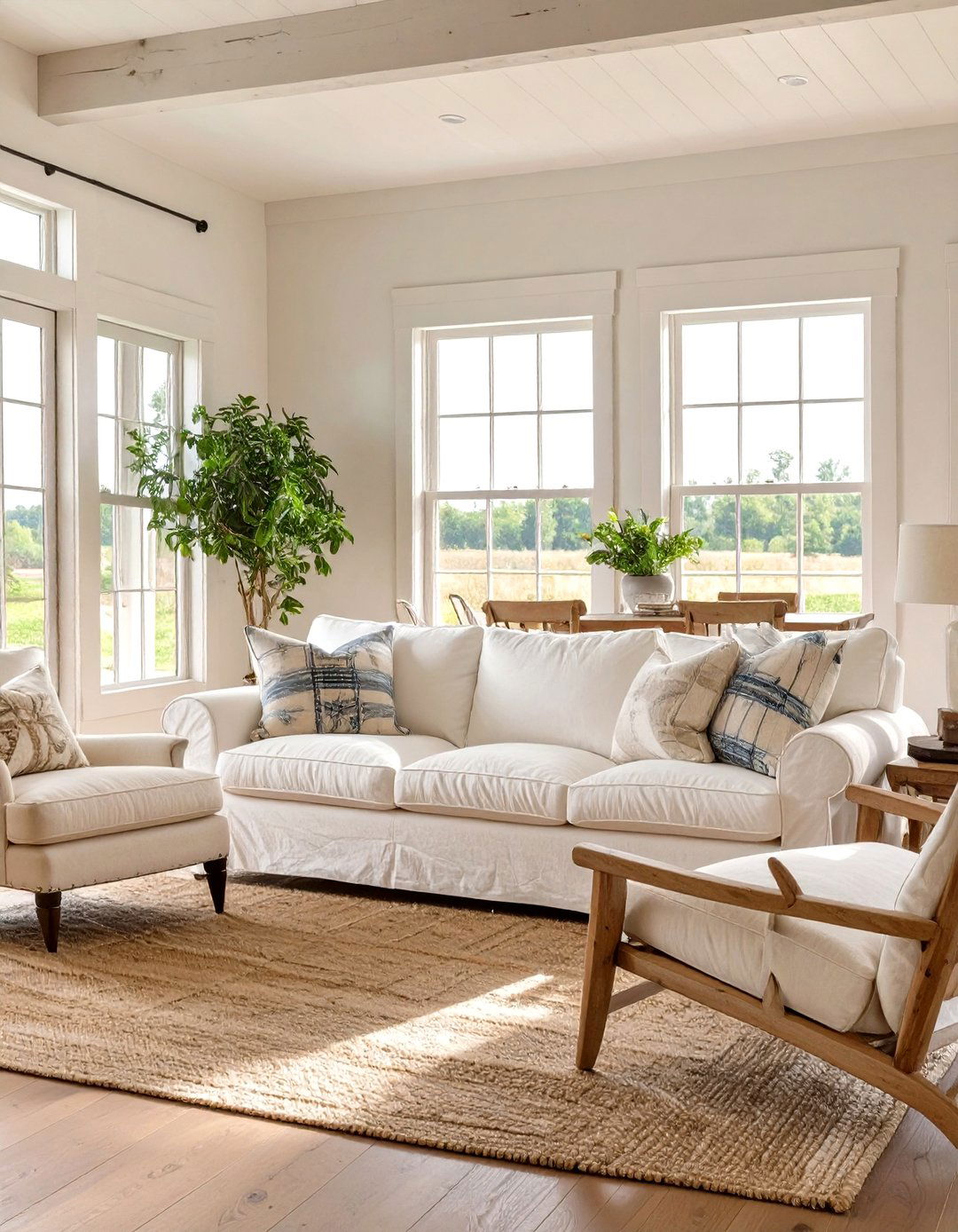The Slipcovered Furniture Approach - 30 modern farmhouse farmhouse living room ideas