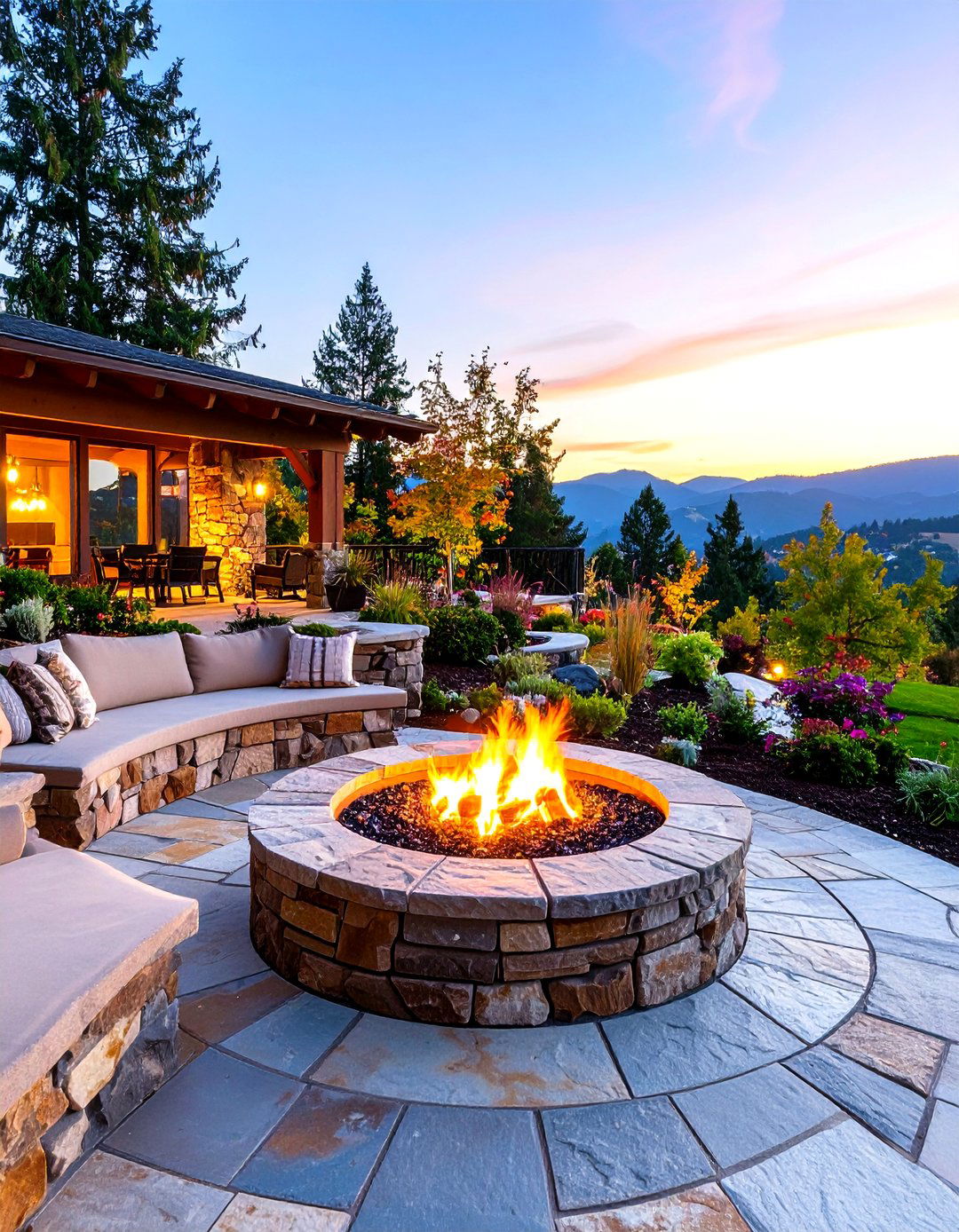 The Slope Side Terrace Fire Pit - 30 fire pit ideas for backyard