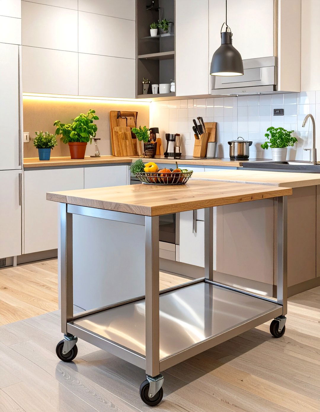 The Small Kitchen Layout with a Rolling Cart - 30 small kitchen layout ideas