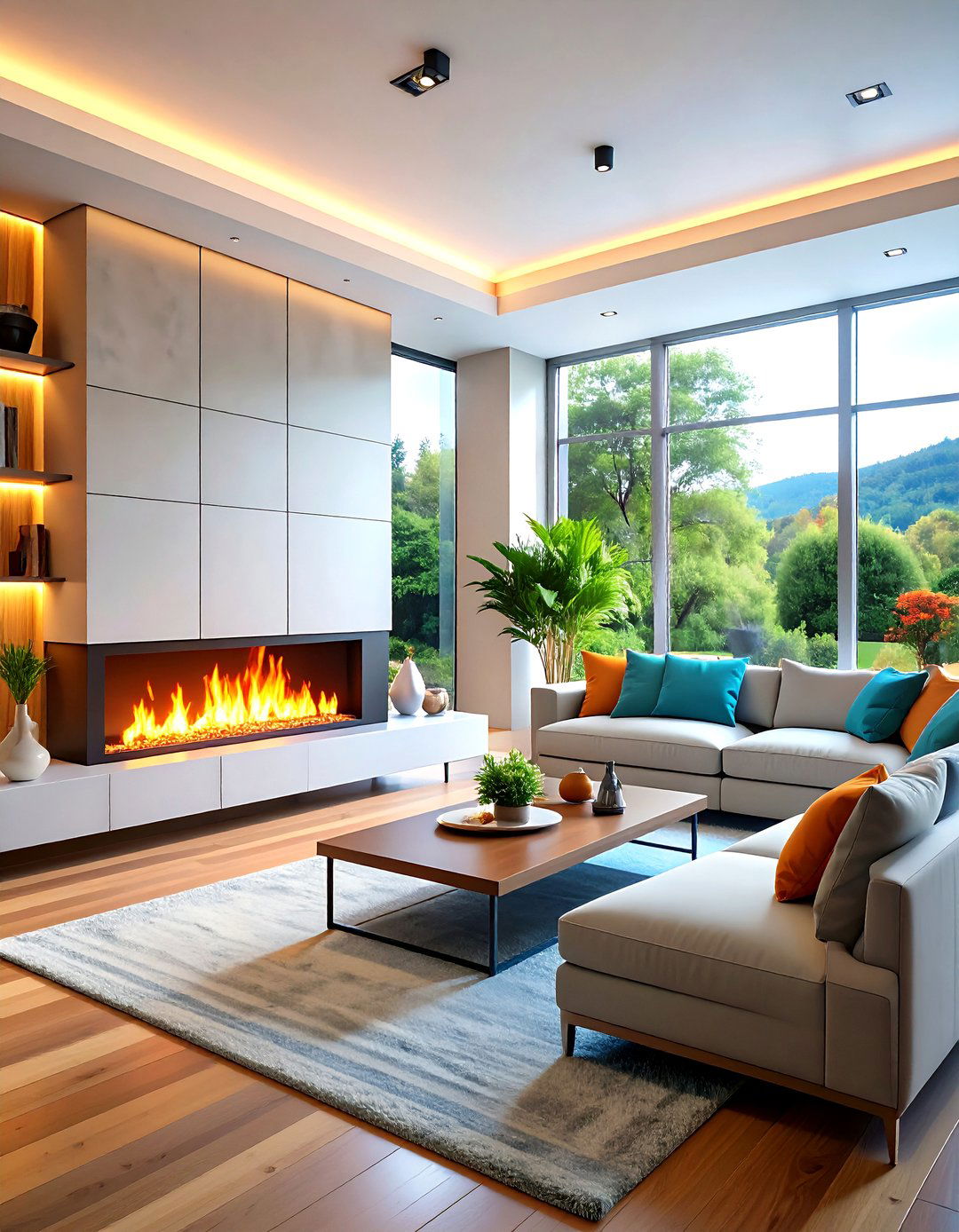 The Smart Fireplace Integrated Living Room - 30 living room with fireplace ideas