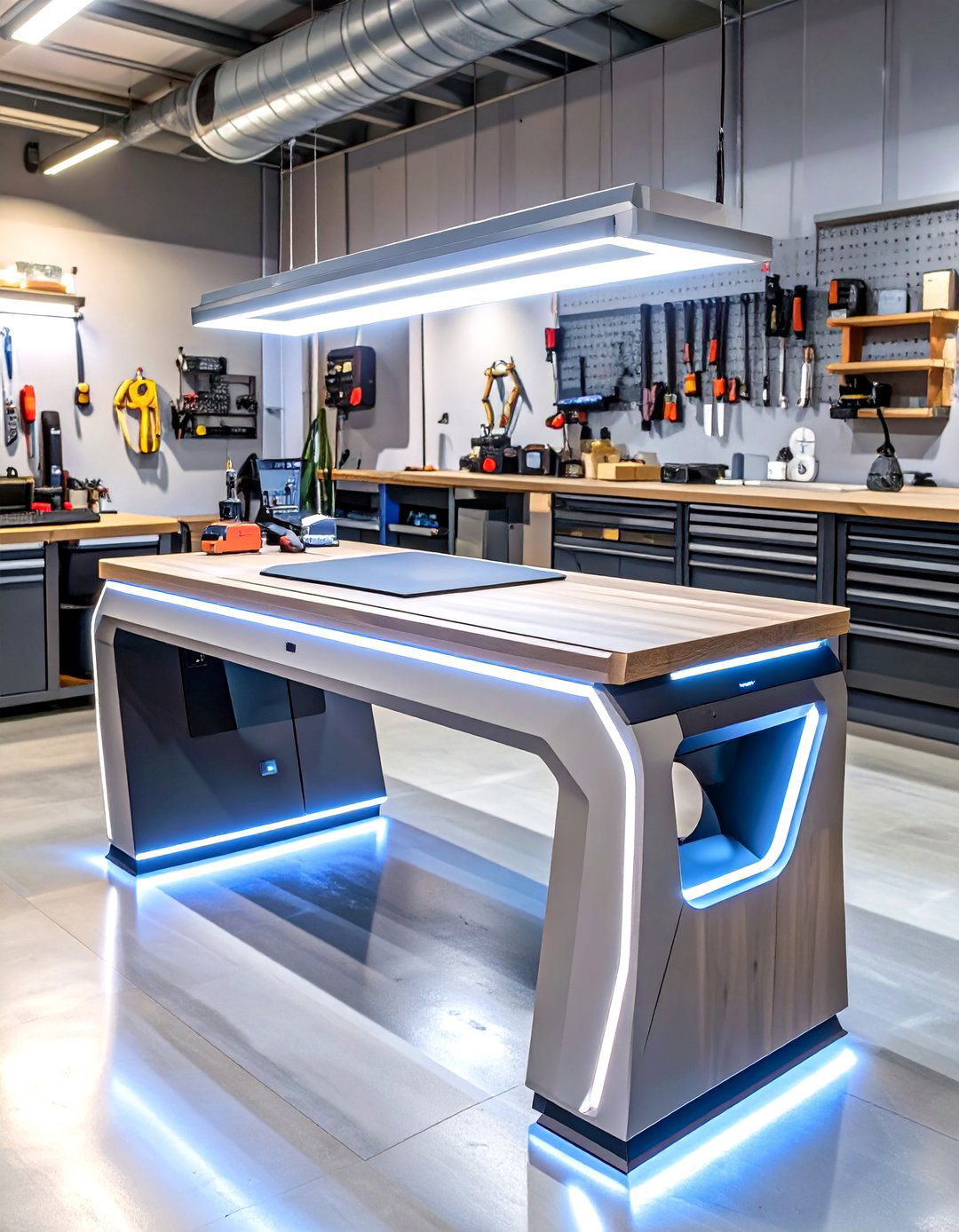 The Smart Garage Workbench with Automated Features - 30 garage work bench ideas