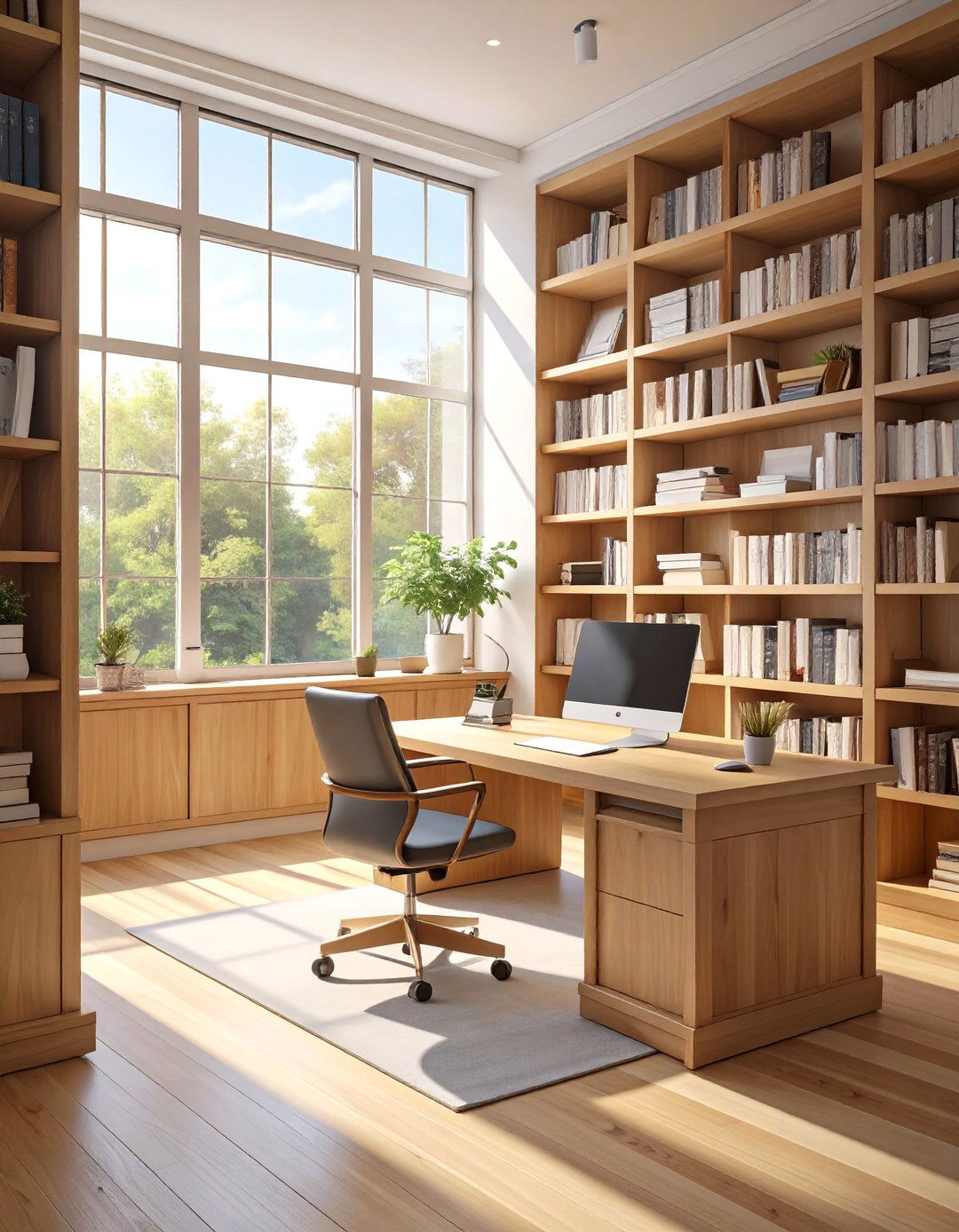 The Smart Library AI Office - 30 ai home office setup ideas