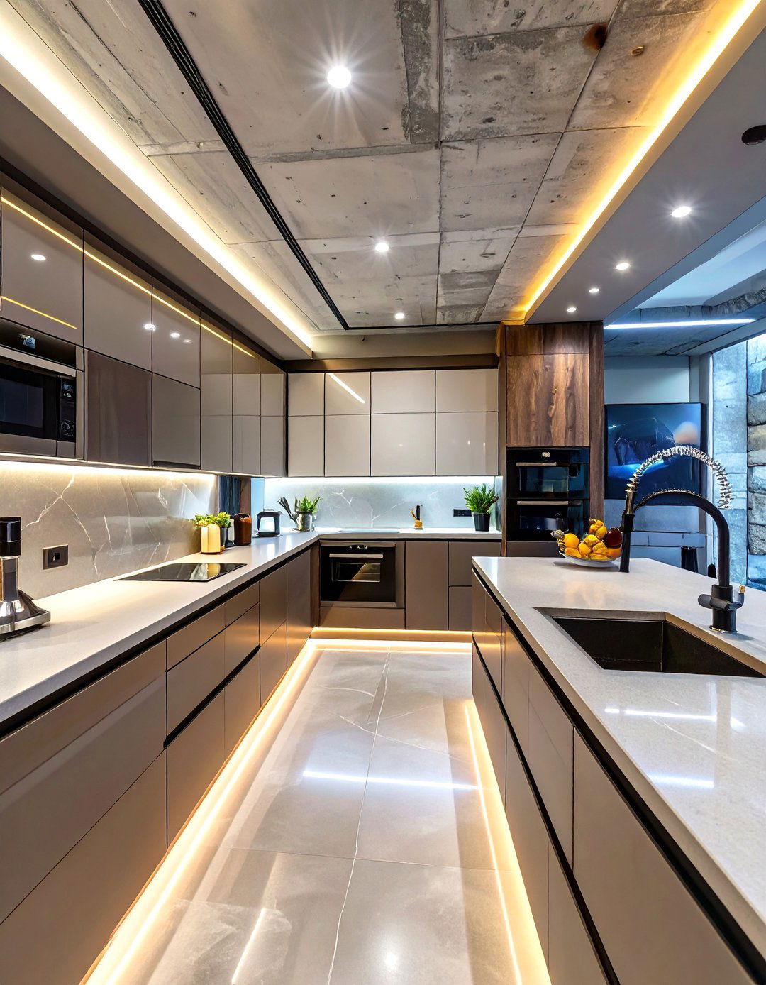 The Smart Tech Basement Kitchen - 30 basement kitchen ideas