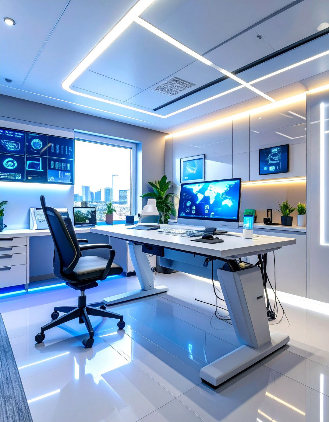 The Smart Tech Integrated Office - 30 creative small office interior design ideas