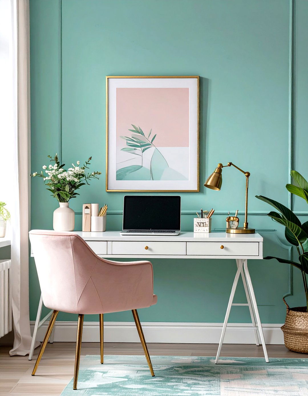 The Soft Pastels Home Office - 30 home office interior design ideas
