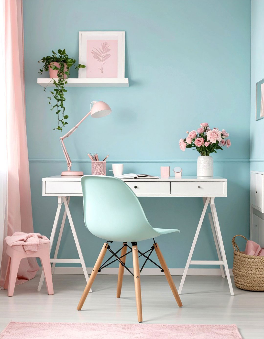 The Soft Pastels Small Office - 30 low budget small office interior design ideas