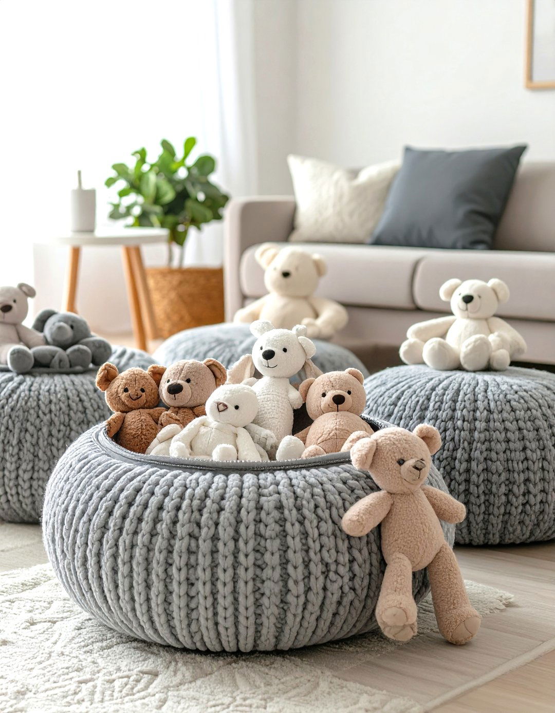 The Soft Storage Poufs - 30 living room toy storage ideas