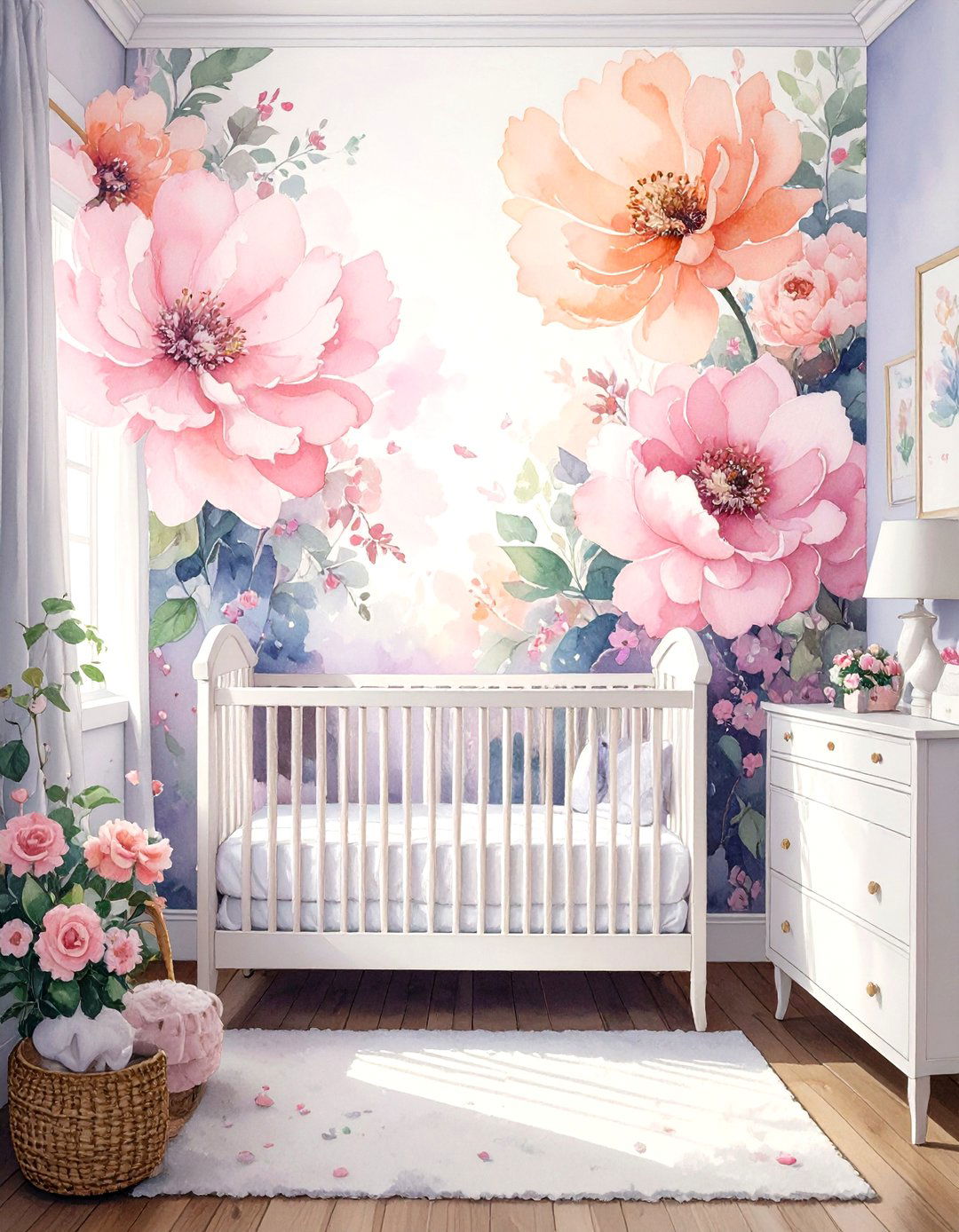The Soft Watercolor Floral Room - 30 modern baby girl room ideas
