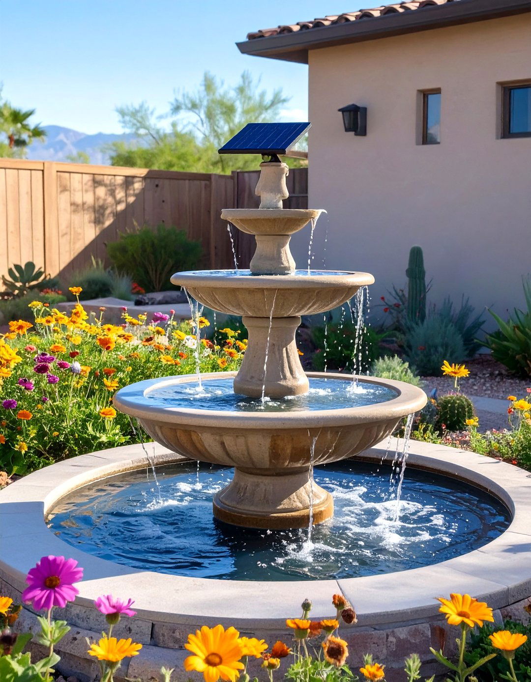 The Solar Fountain Water Feature - 30 arizona backyard ideas on a budget