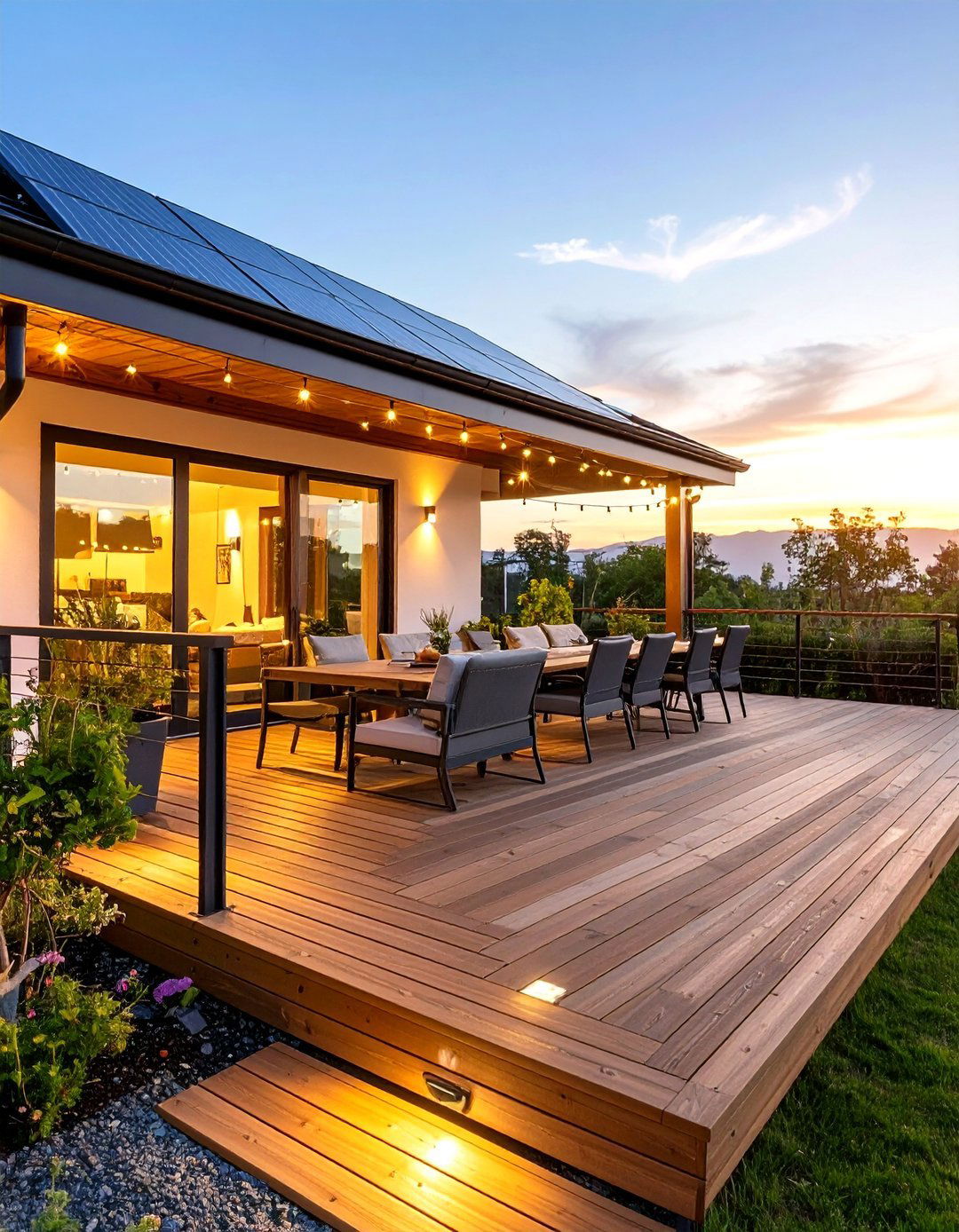 The Solar Lit Evening Ambiance Deck - 30 backyard deck ideas on a budget